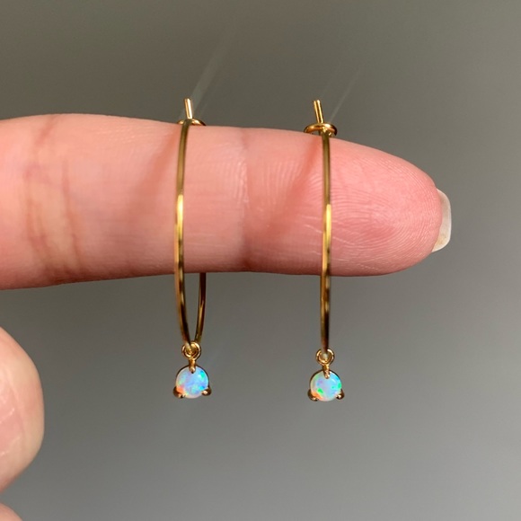 Petite Opal Hoops (NWT) - Picture 2 of 5